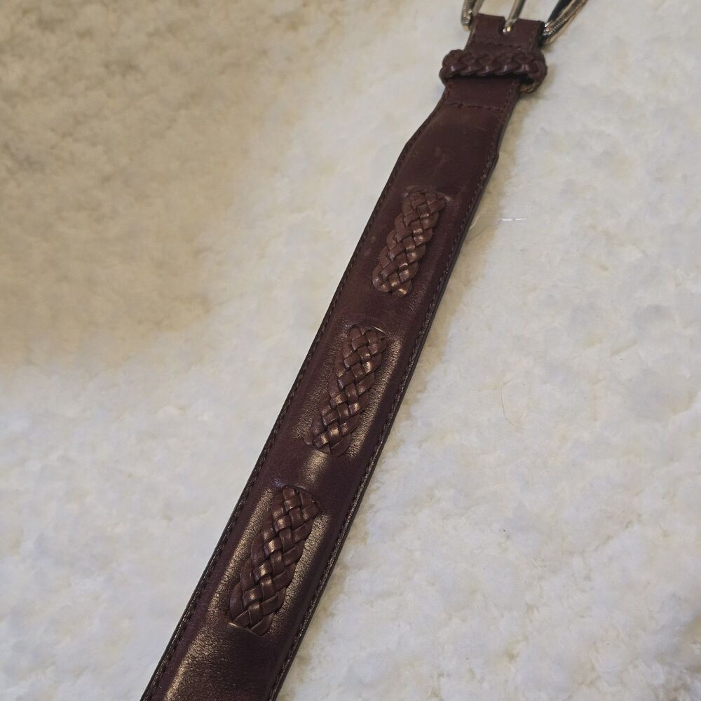 Vintage G.H. Bass & Co. Brown Leather Braided Inlay Belt Men's Size 40